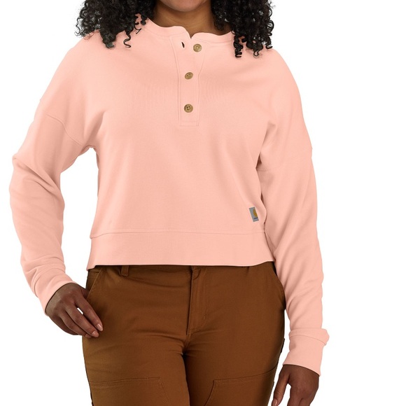 Carhartt Tops - Carhartt Women’s French Terry Henley Sweatshirt in Tropical Pink New With Tags